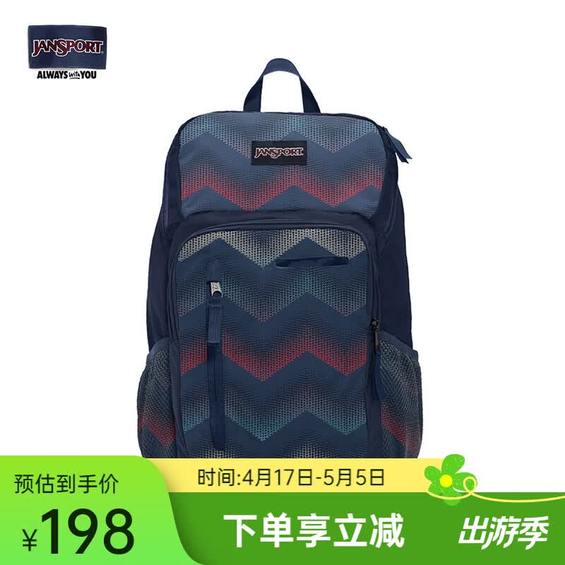 JANSPORT杰斯伯新款商务大容量双肩背包男士旅行轻便电脑包高中生大学生 2T3F40L商务蓝-电脑隔层+水杯侧袋