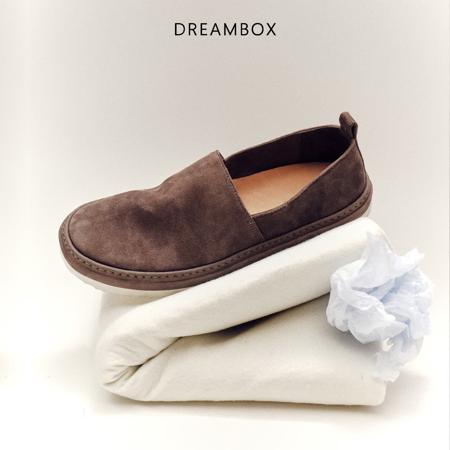 DREAMBOX钧博水洗马皮一脚蹬乐福鞋夏季新款时尚百搭休闲男鞋 橡木灰 42 男码