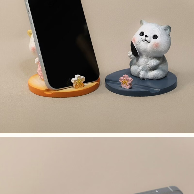 捣蛋小猫手机支架可爱呆萌礼品桌面摆件办公 顽皮猫深蓝色 礼盒礼袋装