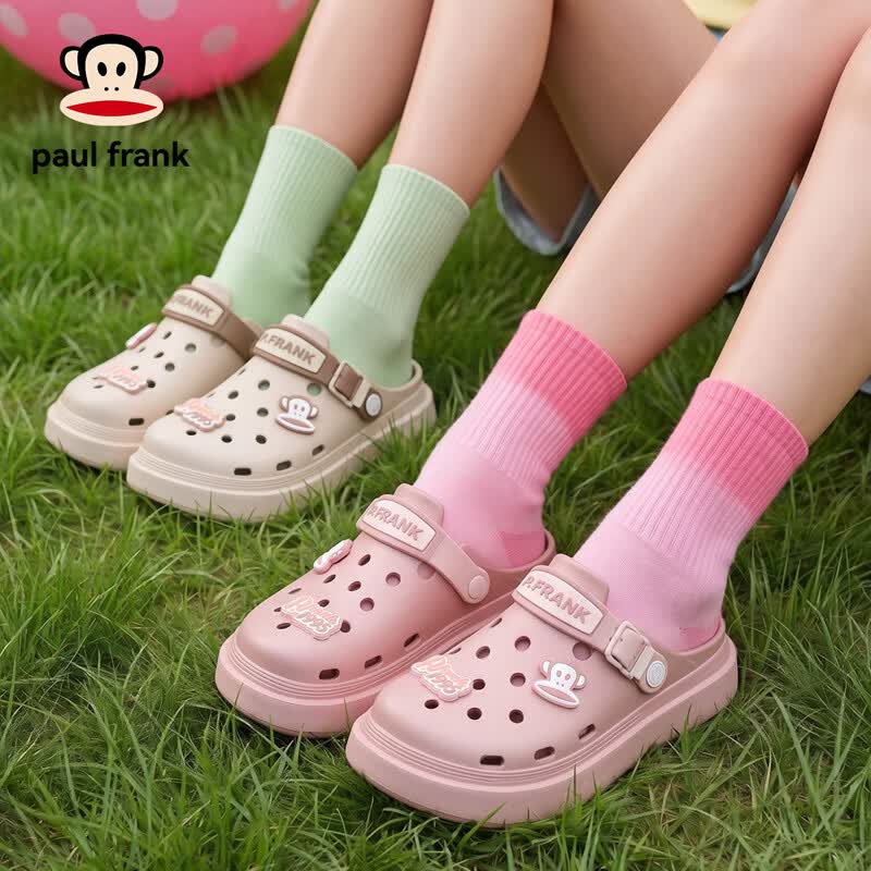 大嘴猴踩屎感洞洞鞋男士夏季2026新款防滑防臭厚底沙滩外穿凉鞋女 灰色 42-43 正码【内长265mm】