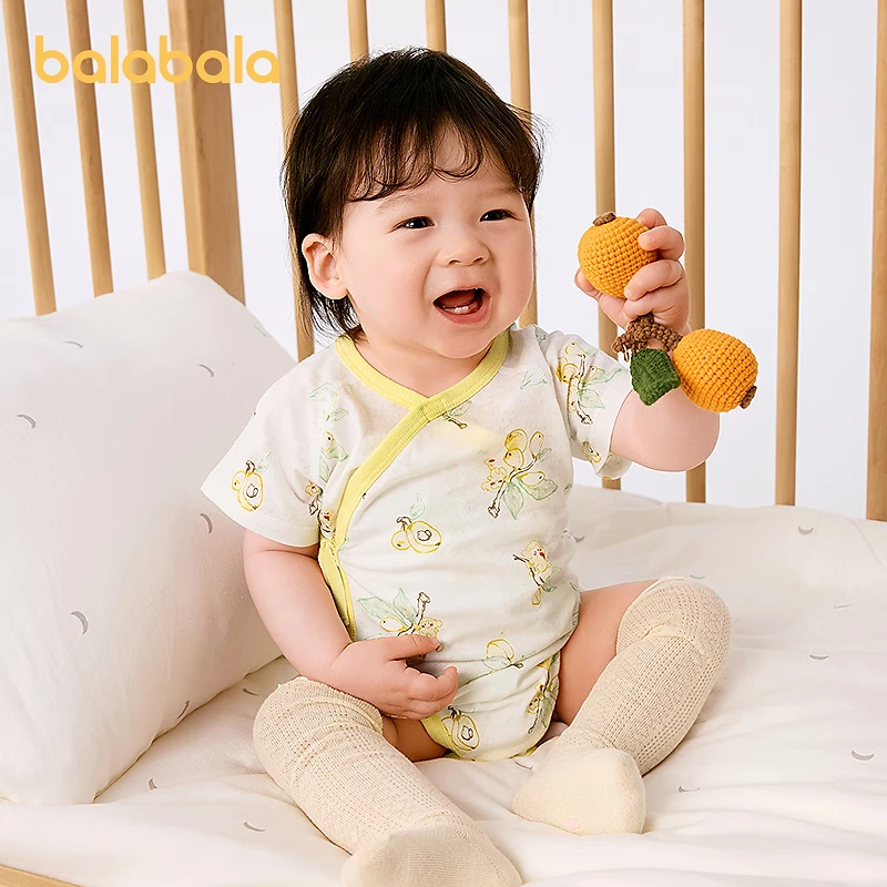 巴拉巴拉婴儿包屁衣男女童爬爬服衣服夏季薄款新款两件装新生儿连体衣 黄色调201同色不同款2件装 90cm