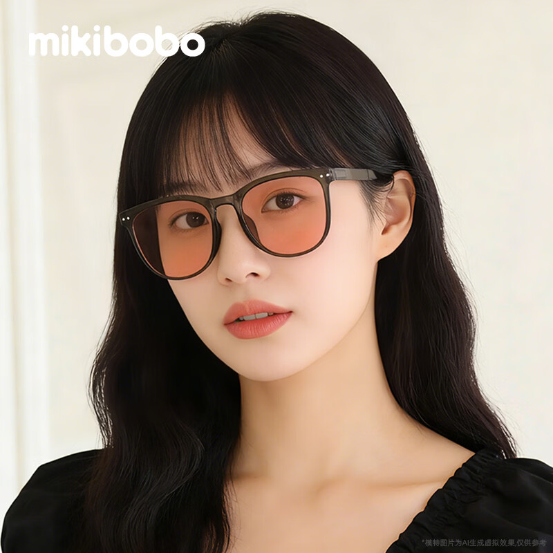 MIKIBOBO米钉折叠款太阳镜 复古大框超薄防晒UV4002026新款男女款成人墨镜 C40036-黑框黑灰片