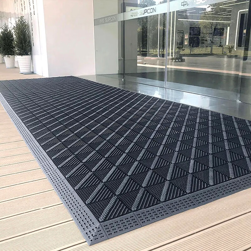 室外防滑地垫台阶楼梯酒店门口进门入户门店蹭灰刮泥户外商用脚垫 单刷灰块红刷 60cm*90cm 四周含边+安装锤