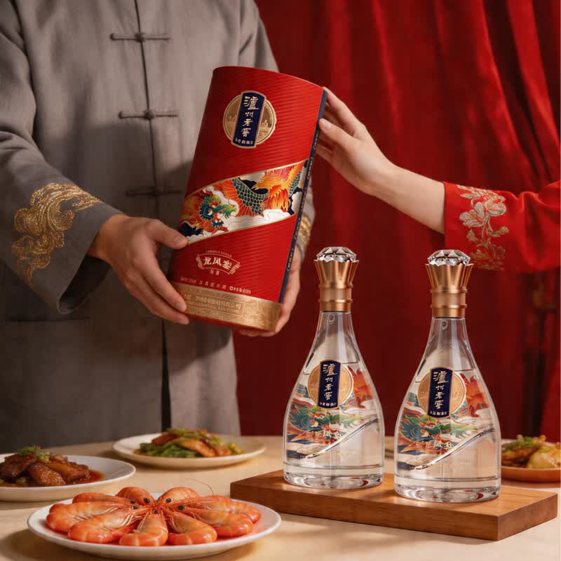 泸州老窖龙凤銮锦藏定制酒 浓香型白酒 商务宴请自饮节日送礼收藏摆柜礼盒 52度 500mL 2瓶 赠送礼袋