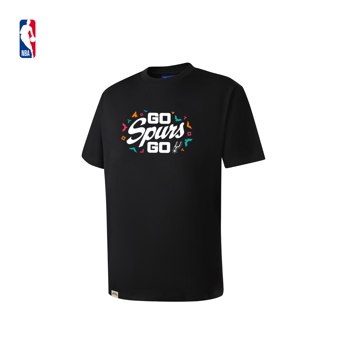 NBA官方2026口号湖人火箭马刺骑士尼克斯纯棉口播文班亚马短袖t恤男 黑(马刺) XL