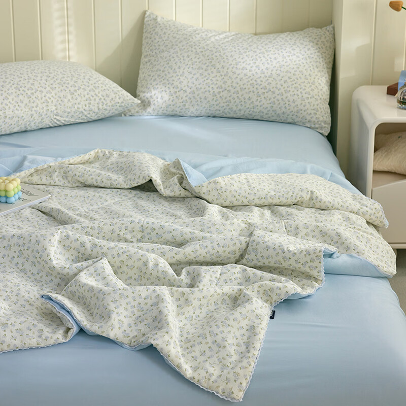 多喜爱（Dohia）夏凉被子空调被芯棉被子春秋四季通用家用卧室透气不闷汗夏凉被子 全棉填充透气夏凉被【花前悦夏】 1.2-1.5米床适用【152*218cm】 夏被