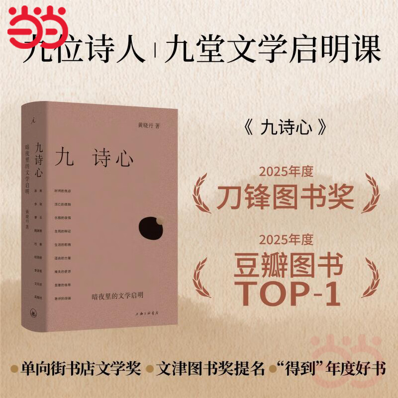 当当【豆瓣2025年度图书TOP1】九诗心：暗夜里的文学启明 黄晓丹 《诗人十四个》作者 叶嘉莹、钱理群重磅推荐