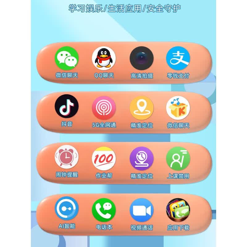 A华为手机适用2026新款智能手表5G通儿童电话青少年学生初移动电源 通粉视频通话+微聊+定位