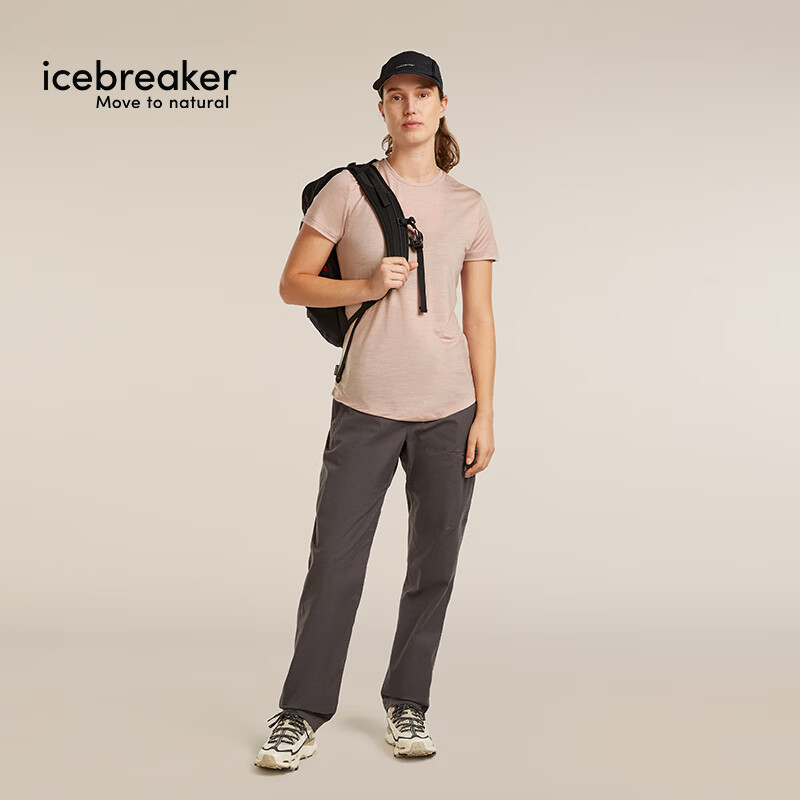 icebreaker美利奴羊毛女125 Cool-Lite可机洗户外徒步登山运动速干短袖T恤薄 0LH-霞粉 M