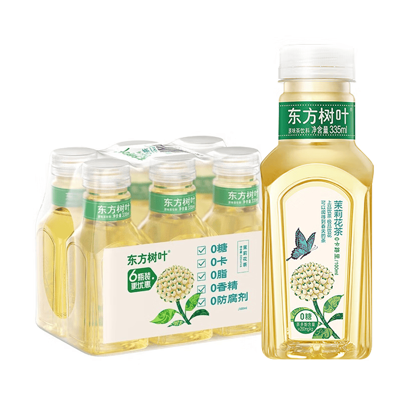 农夫山泉东方树叶茉莉花茶335ml*6瓶无糖茶饮料0糖0脂0卡小瓶装便携装 茉莉花茶335ml*6瓶