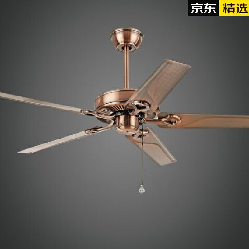 带灯吊扇欧式仿古木叶无灯吊扇餐厅不带灯铁叶风扇客厅咖啡厅复古风扇
