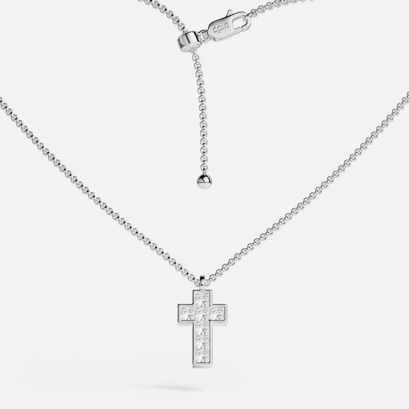 apm[春季新品]APM Monaco银白色密镶十字可调节项链个性摩登首饰礼物 密镶十字可调节项链(可调节至48 cm)