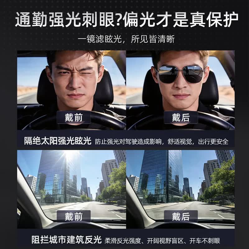 蔡司(ZEISS)镜片可选太阳镜男士开车专用眼镜偏光防紫外线近视眼墨镜可配度数 双眼300度-黑框偏光灰-HUD驾驶专属