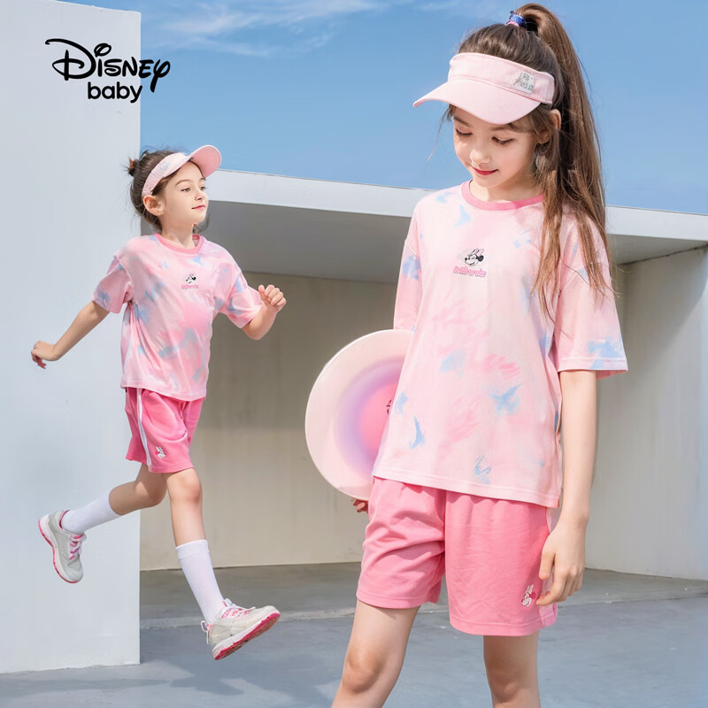 迪士尼(Disney)迪士尼男女童运动套装2026夏季新款儿童休闲运动套装两件套女夏装 银河粉 140 高135-145cm重60-70斤