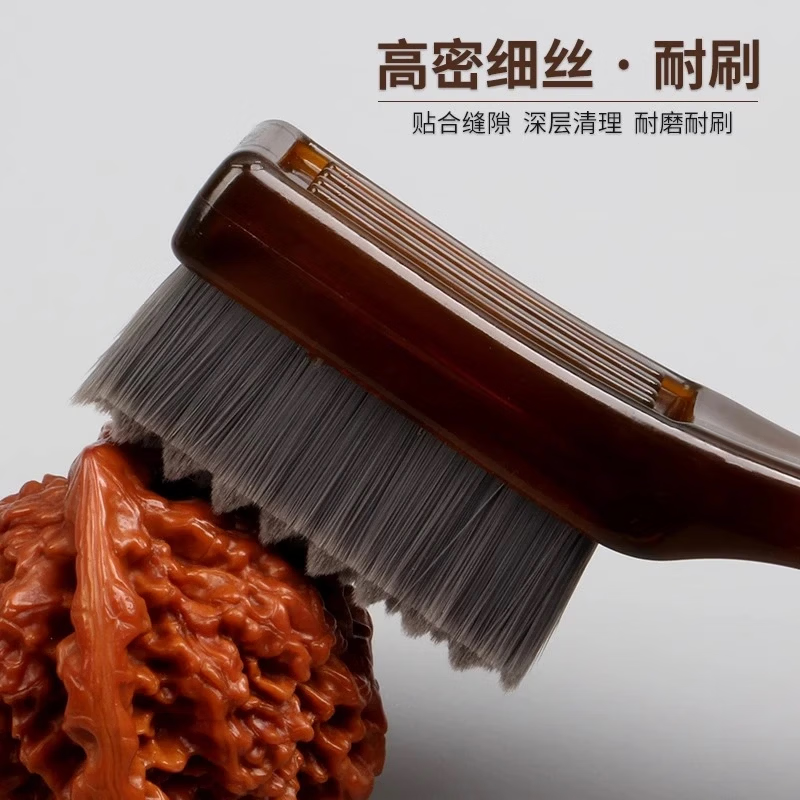 【严选百货】文玩刷子碳灰硼包浆软毛刷核桃猴头金刚手串便携不易 棋格万毛刷-棕色-1个