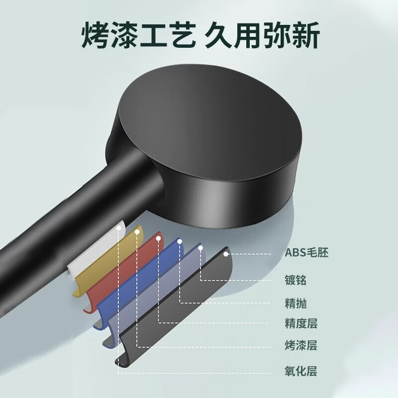 裕津增压花洒喷头套装浴室手持淋浴花洒喷淋头黑色五档加压莲蓬头 五档增压花洒单头