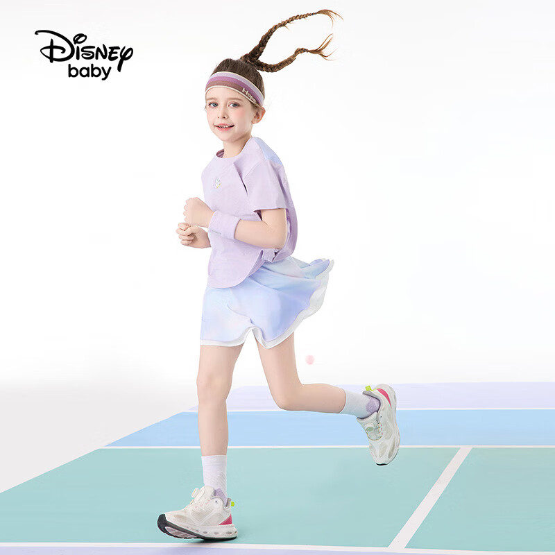 迪士尼（Disney）迪士尼女童运动套装2026夏季新款儿童休闲运动套装两件套女夏装 紫色梦幻 160 高155-160cm重85-100斤
