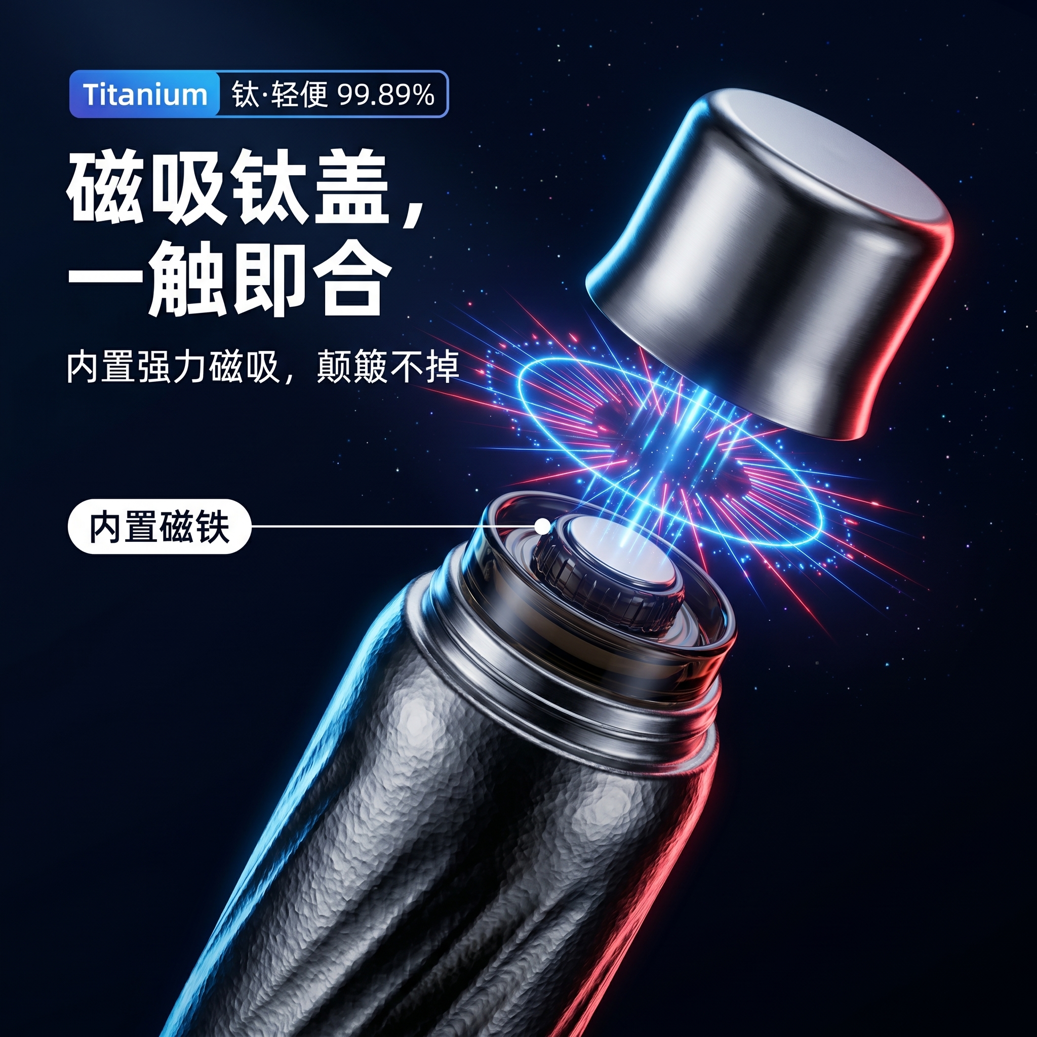 TIPURE纯钛保温杯水杯泡茶杯焖烧杯茶水分离磁吸杯盖便携男女实用礼物 渐变粉 350ml