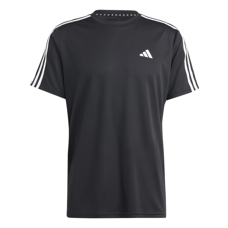 adidas综合训练速干运动健身三条纹圆领短袖T恤男装夏季阿迪达斯   黑色/白   2XL