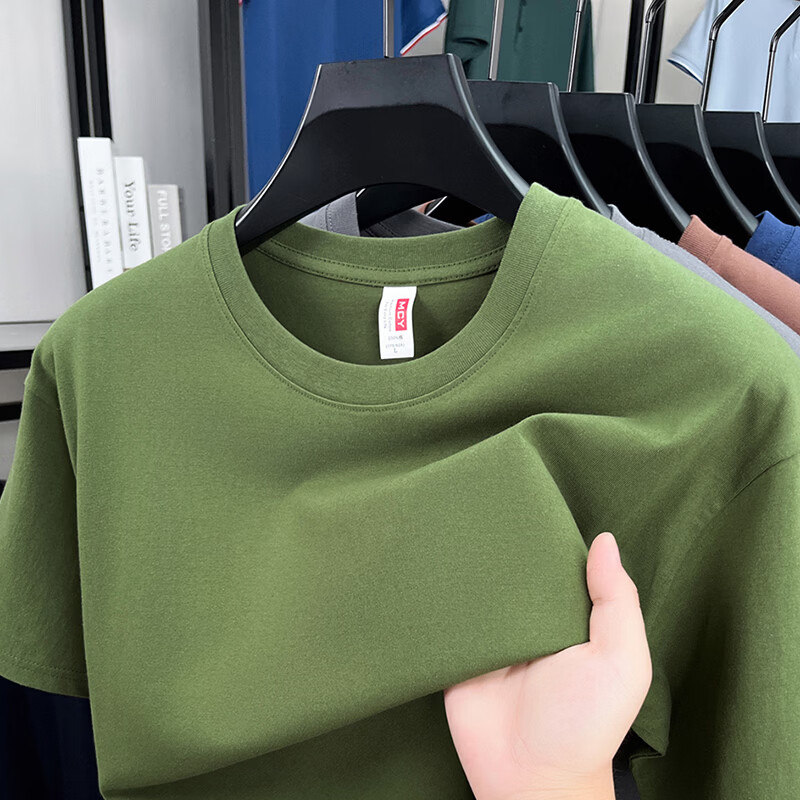 尺度保罗重磅210g100%纯棉圆领短袖T恤男士薄款吸汗透气宽松休闲半袖小白t AA9010深灰 2XL 推荐155-175斤