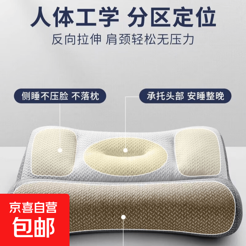 护颈椎枕头枕芯反牵引护颈深度睡眠学生成人睡觉专用舒颈枕芯枕头 反牵引护颈枕 单只 (软而不塌 酣睡整晚) 40*70cm(高约8-10cm)
