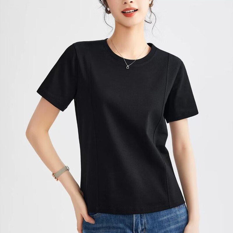 翊尚美短袖女夏季新款小个子速干圆领休闲薄款上衣修身显瘦百搭纯色T恤 白色 【修身显瘦抗起球】 M 【推荐80-100斤】