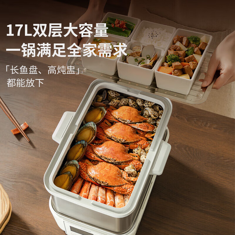 东芝(TOSHIBA)电蒸锅多功能锅芝味蒸0塑0涂层电蒸锅大容量猛火炖蒸煮一体多功能电蒸锅政府补贴 ES-20MSTC
