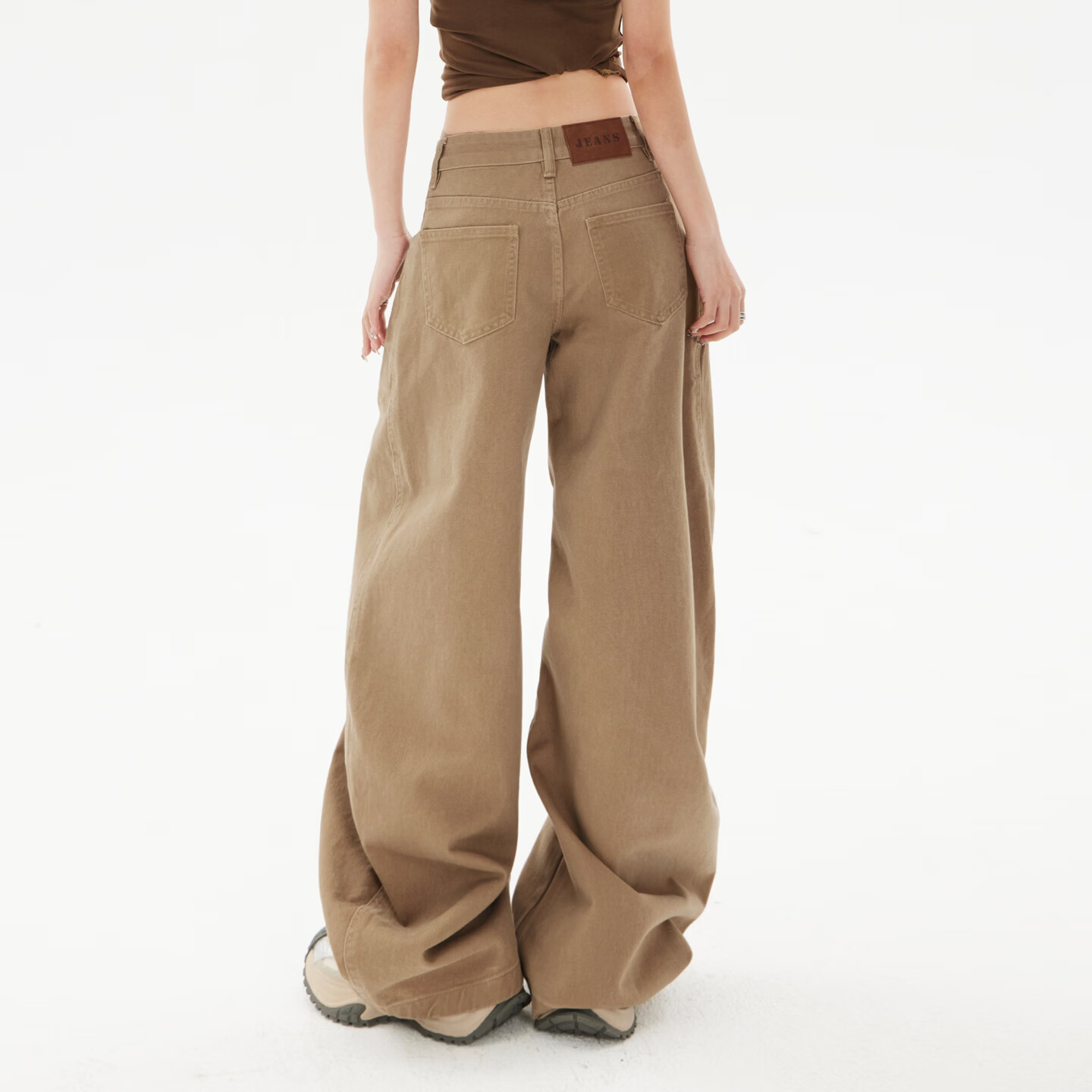 HDDD STUDIO复古卡其宽松阔腿裤镰刀裤百搭高街牛仔裤 卡其加长 常规 XL