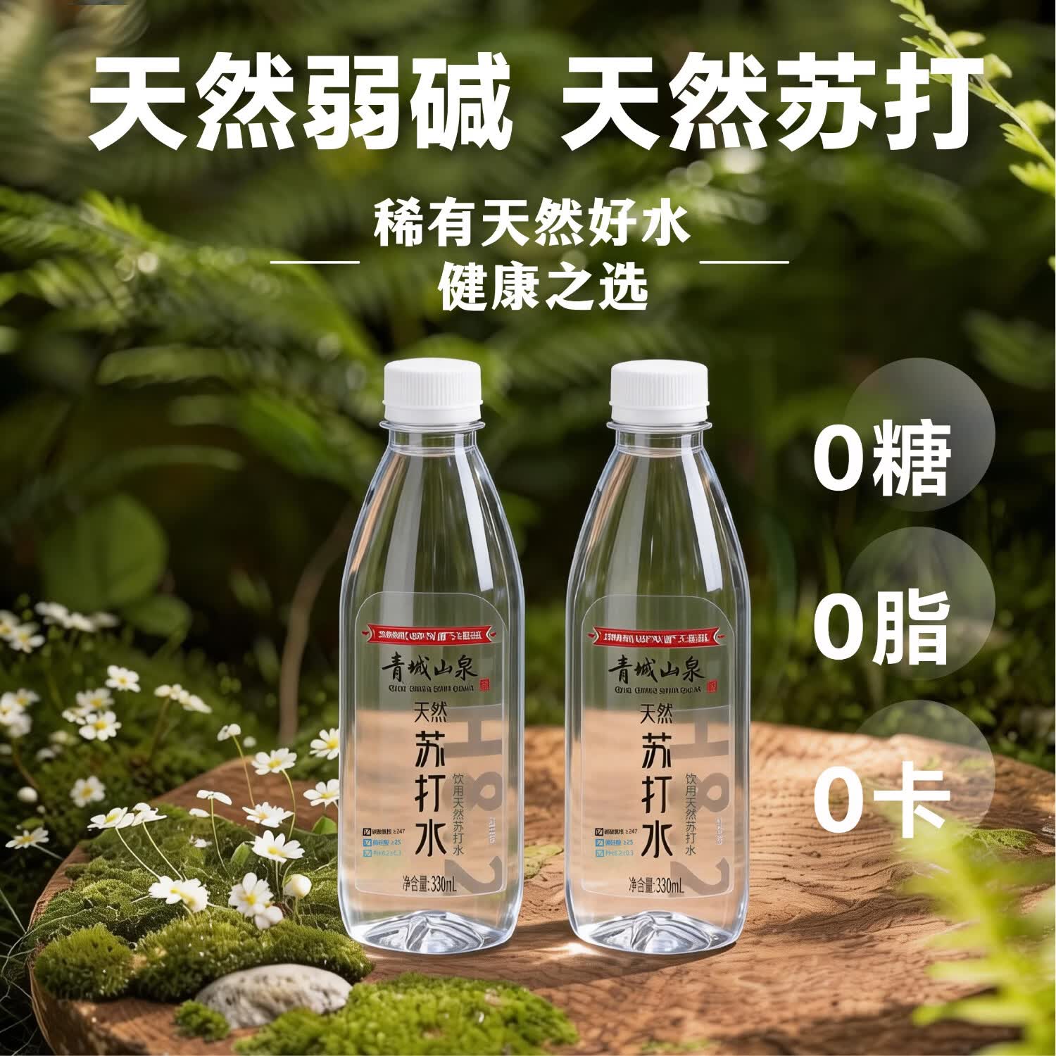 青城山泉天然苏打水弱碱性商务饮用水330ml*12瓶
