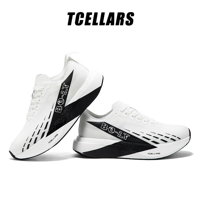 Tcellars跑步鞋2026夏季新款防滑轻便通勤训练百搭休闲鞋专业跑鞋 熊猫白 39