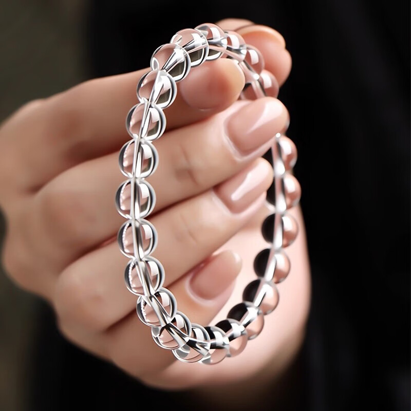 天然东海白水晶手串手饰手链男女串珠情侣手链水晶情人节生日礼物 14mm白水晶手链（15颗左右） 东海老料8A级