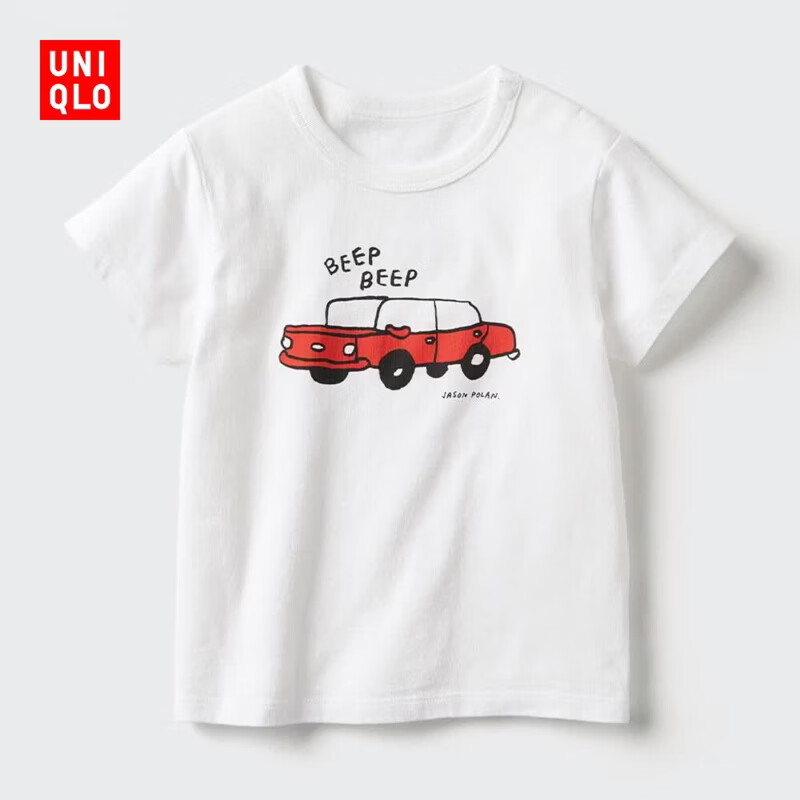 优衣库婴幼儿宝宝UT Jason Polan印花短袖T恤26春夏新款483120 00 白色 90