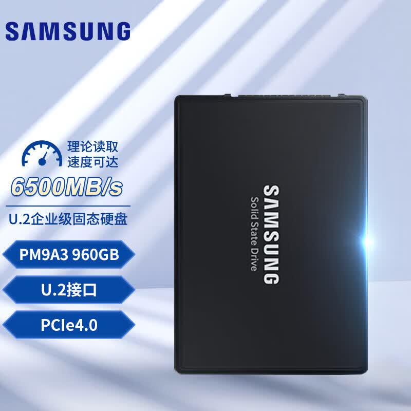 三星（SAMSUNG）企业级SSD固态硬盘U.2接口(NVMe协议PCIe4.0x4) PM9A3 960G MZQL2960HCJR-00B7C
