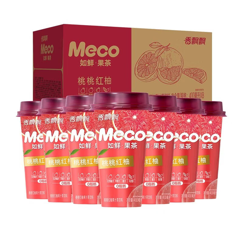 香飘飘Meco果茶饮料即饮无需冲泡0脂减负现萃原叶茶箱装囤货 泰式青柠 400mL*8杯