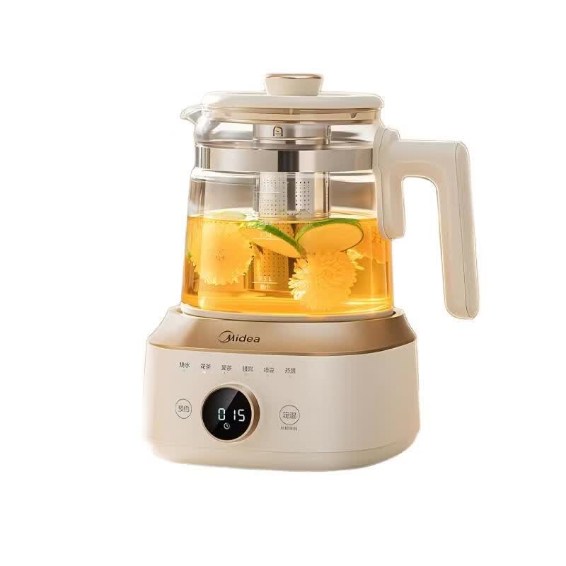 美的（Midea）全玻璃0胶水养生壶1.5L  多功能全自动烧水壶 母婴72小时恒温电热水壶花茶壶烧水壶  MK-YS15B201