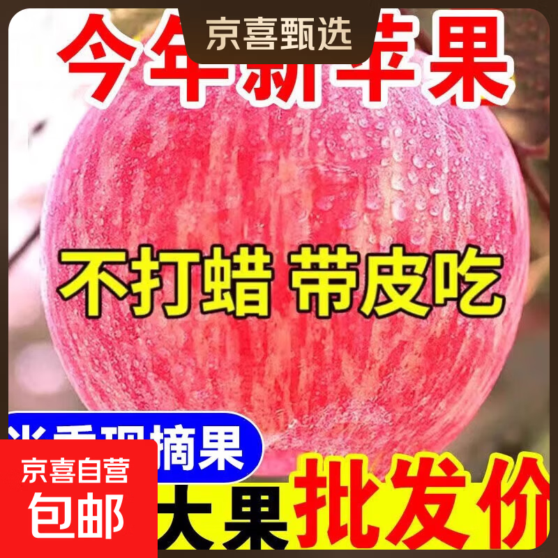 正宗红富士苹果水果新鲜脆甜冰糖心苹果当季丑平果5斤9斤新果 带箱1斤2-4个果