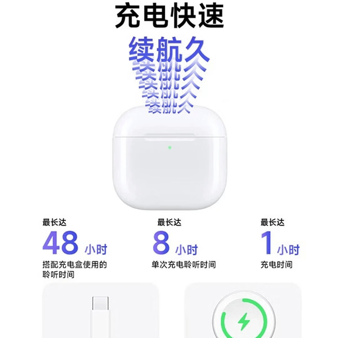 宾勋【Air4主动降噪款】蓝牙耳机无线适配苹果华为OPPO无线2026新款半入耳式金榜前十华强北iphone17 Air4代白色无线耳机