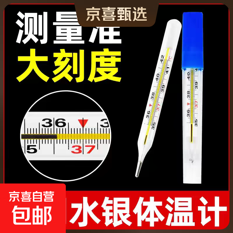 【京东配送】玻璃体温计大刻度水银玻璃体温计水银体温计儿童家用 玻璃体温计1支 【大刻度】