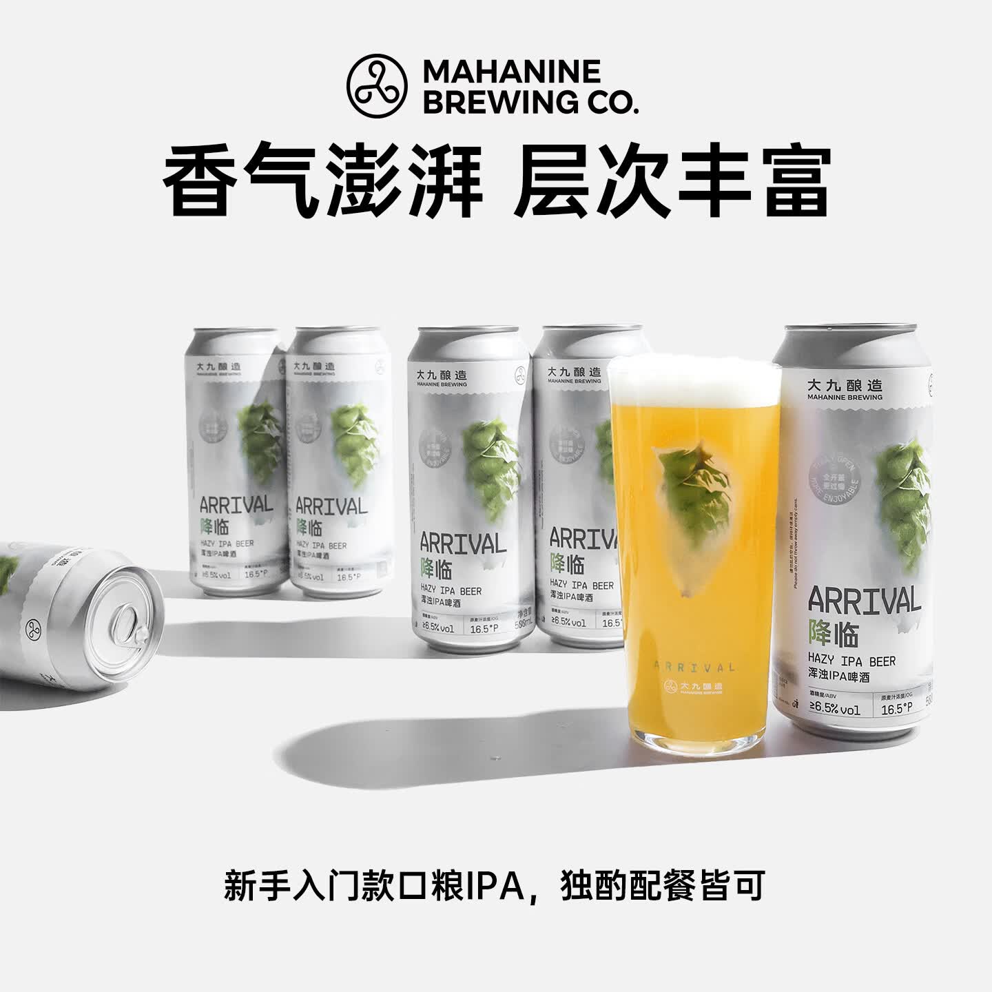 大九酿造降临浑浊IPA啤酒国产精酿清爽性价比高大罐全开盖500ml*6罐 降临 500mL 6罐 组合装