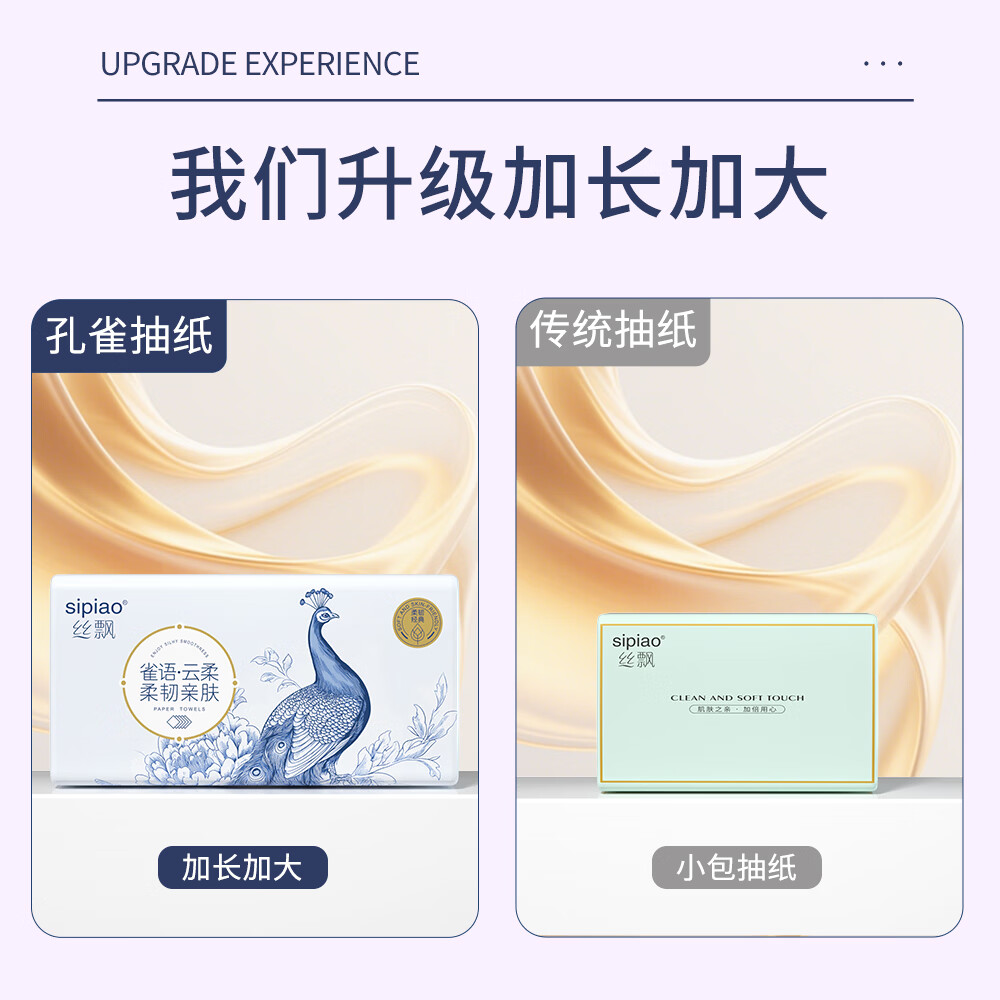 丝飘抽纸 雀语系列面巾纸餐巾纸家用纸巾加大加厚卫生纸纸抽整箱批发 【整箱囤货装】 5层 400张*18包