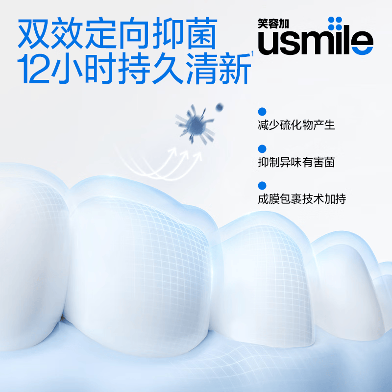 usmile笑容加牙膏薄荷清新去口气焕白美白牙齿呵护牙龈清洁牙齿去渍牙膏 【长效清新牙膏】清爽薄荷 65g