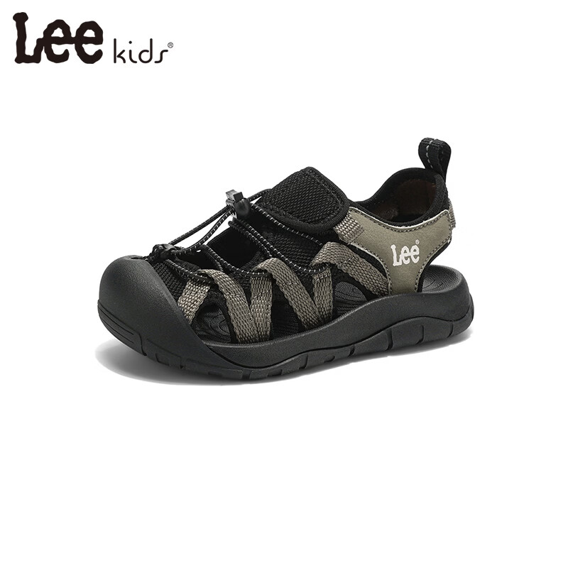 Lee童鞋夏季新款儿童包头凉鞋女童镂空沙滩鞋男大童 X0181 黑色 36 【建议脚长225mm】