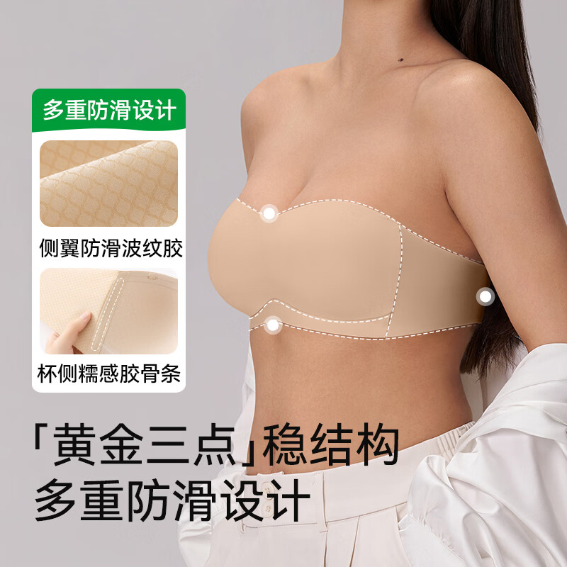 菇娘家无肩带内衣女防滑不掉小胸聚拢无痕文胸稳稳抹胸隐形美背裹胸罩 【隐形防滑款】隐形肤 M (75A/75B/75C) 菇娘家无肩带内衣女防滑不掉小胸聚拢无痕文胸稳稳抹胸隐形美背裹胸罩 【隐形防滑款】隐形肤 M (75A/75B/75C)
