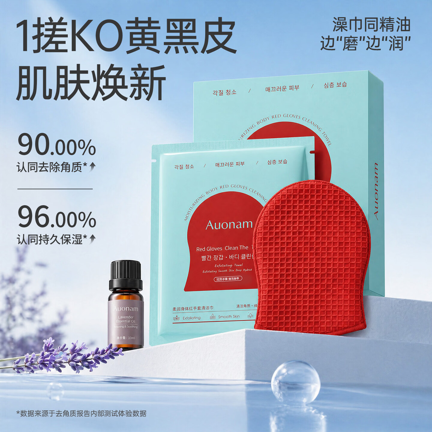 YINSIO刷酶搓澡巾红钻水洗体膜注氧抛光深层清洁全身去角质后背护理 基础装5片【1片=澡巾+去角质+护肤+保湿】