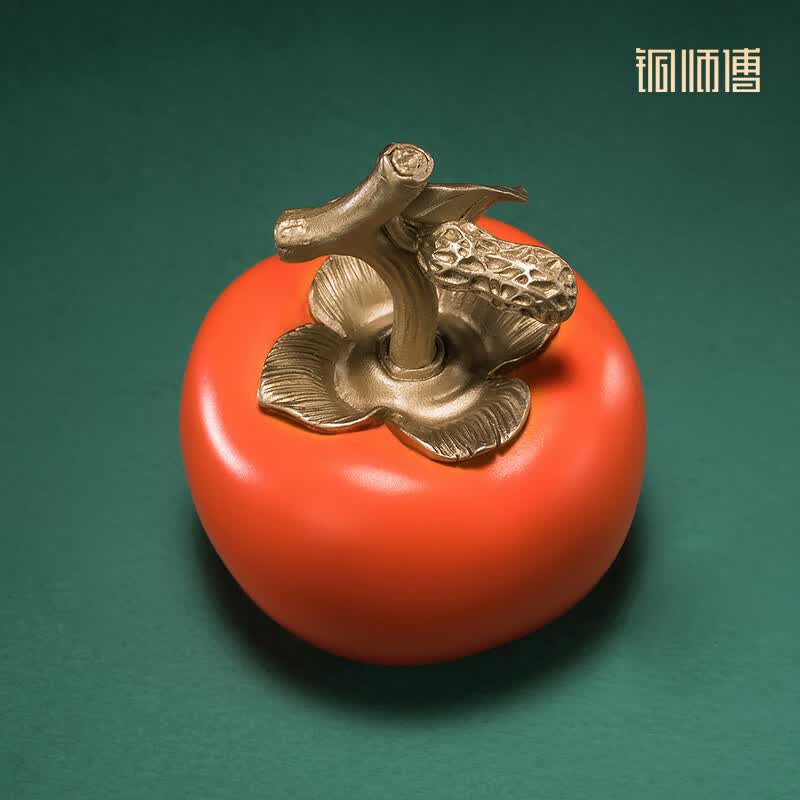 铜师傅《喜事发生》客厅 桌面 柿子铜摆件 家居装饰工艺品礼物 