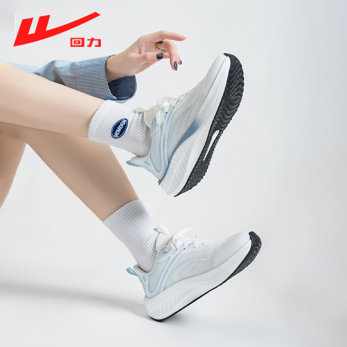 回力(Warrior)女鞋夏季初中生运动鞋女款2026新款轻便软底减震体育跑步鞋子 白蓝 37