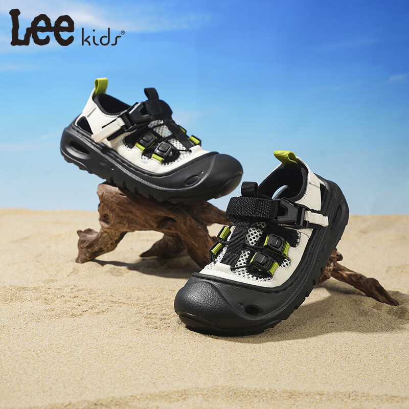 Lee童鞋夏季新款儿童沙滩凉鞋女童包头防滑涉水鞋男童 黑米 36 【建议脚长222mm】