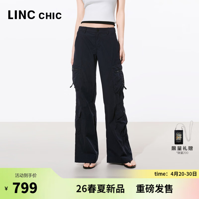 金羽杰2026年夏季新品小众工装裤女装长款宽松直筒休闲裤子S262PA208Y 藏青 L 适合120斤以下