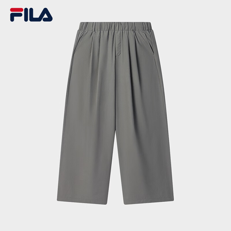 FILA 斐乐官方男士梭织长裤2026夏季新款简约宽松裤子直口休闲裤 雅深灰色-DY M 170/80A/M