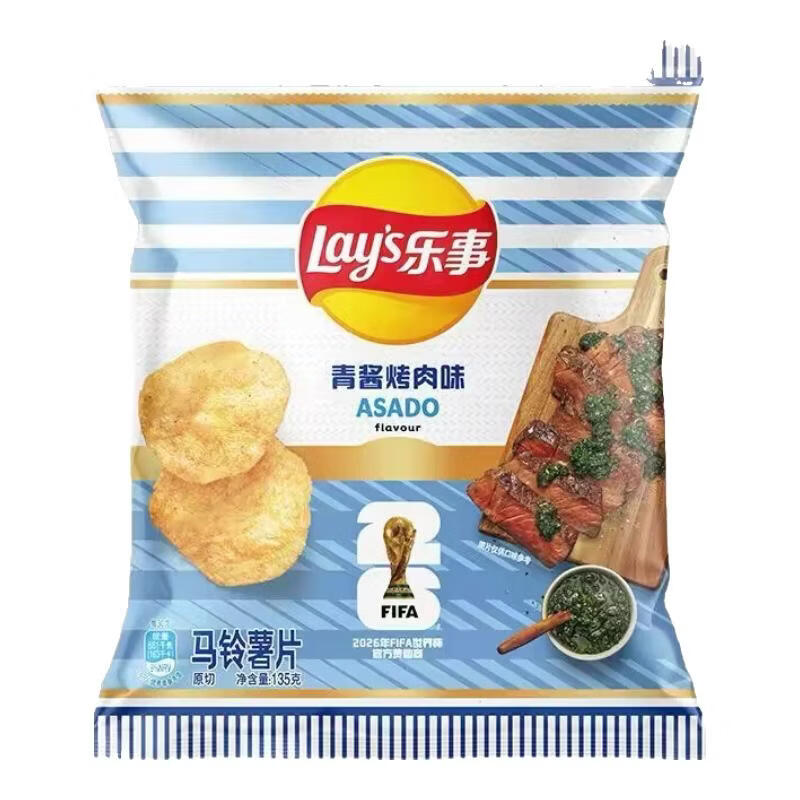 乐事（Lay's）薯片休闲零食膨化食品 135克经典原味零食 多种混合口味 【新】青酱烤肉味135克
